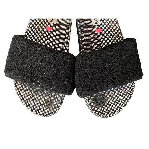 Steve Madden Womens Slides Black Faux Fur Size 5 Casual Summer Open Toe Sandals - Picture 3 of 7